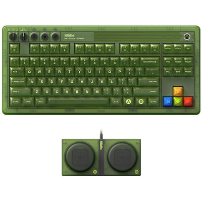 8bitdo retro 87 mechanical keyboard - xbox edition, gaming toetsenbord (groen, us lay-out, kailh box jellyfish x, tkl, abs keycaps, bluetooth 5.0, wireless 2.4g, usb)