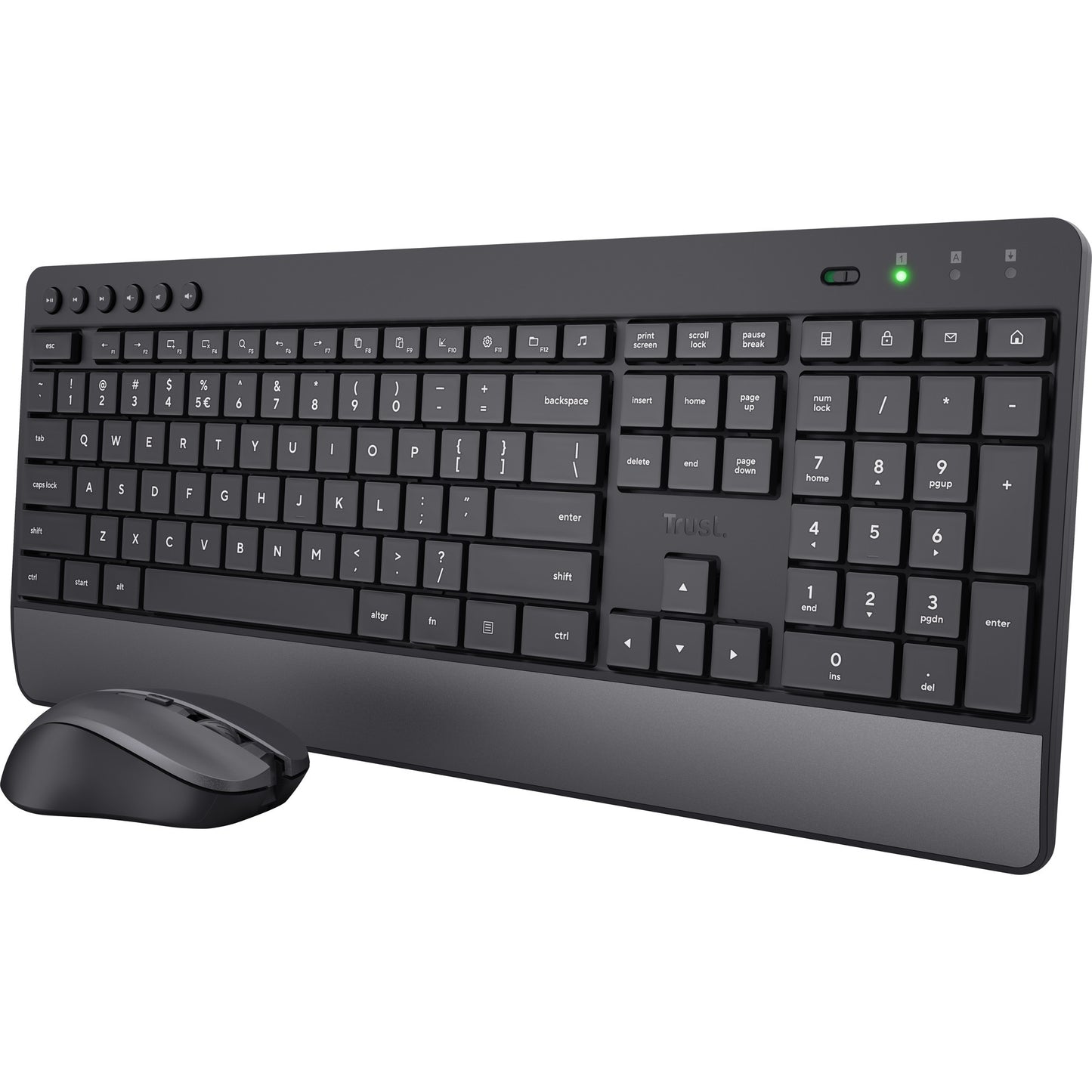 Trust trezo comfort draadloze toetsenbord- en muisset desktopset (zwart, us lay-out (qwerty), 100%)