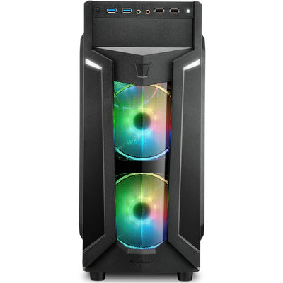 Sharkoon vg6-w rgb midi tower behuizing (zwart | 4x usb-a | rgb | window)