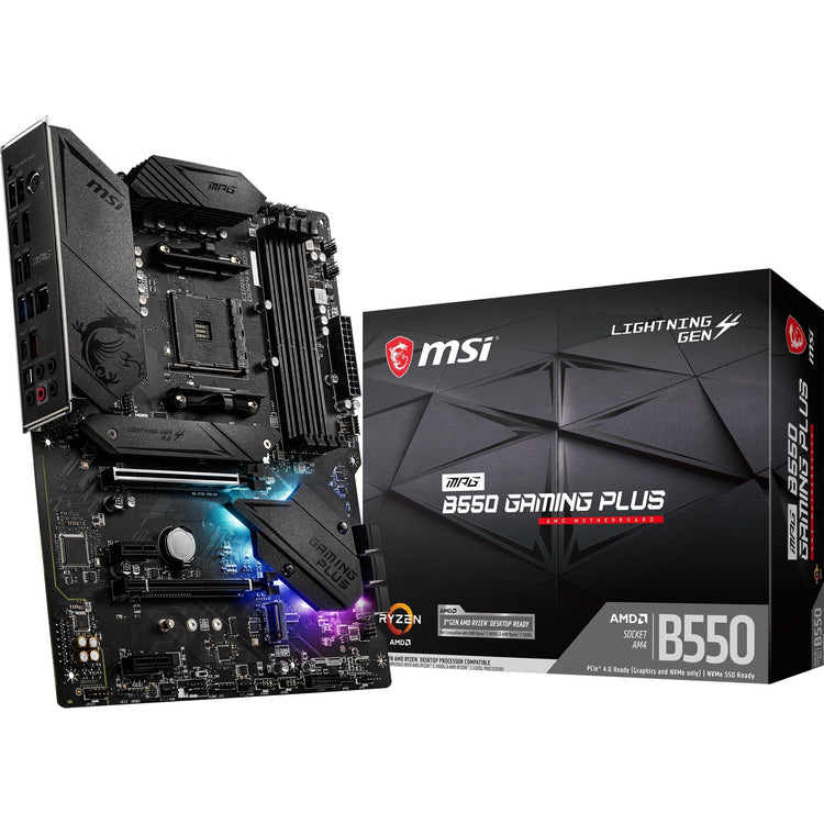 Msi mpg b550 gaming plus socket am4 moederbord (zwart, raid, gb-lan, sound, atx)