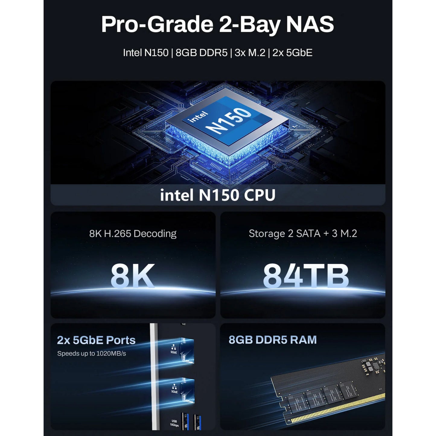 Terramaster f2-425 plus nas (wit, 2x 5gbe, hdmi, usb)