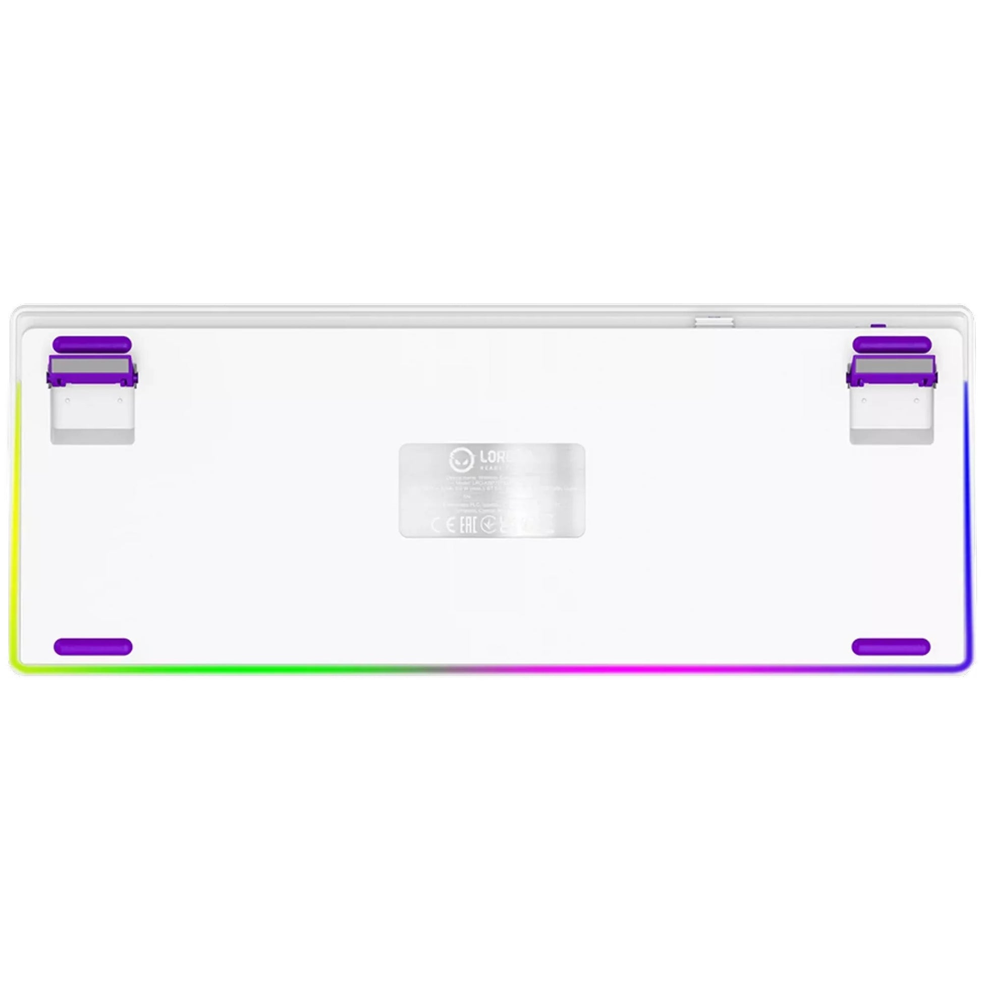 Lorgar kbp70tklw rgb mechanisch gaming toetsenbord (wit, us lay-out (qwerty), logar toxic purple, 80% (tkl), rgb, hot-swappable, pbt double-shot, bluetooth | 2.4ghz | usb)