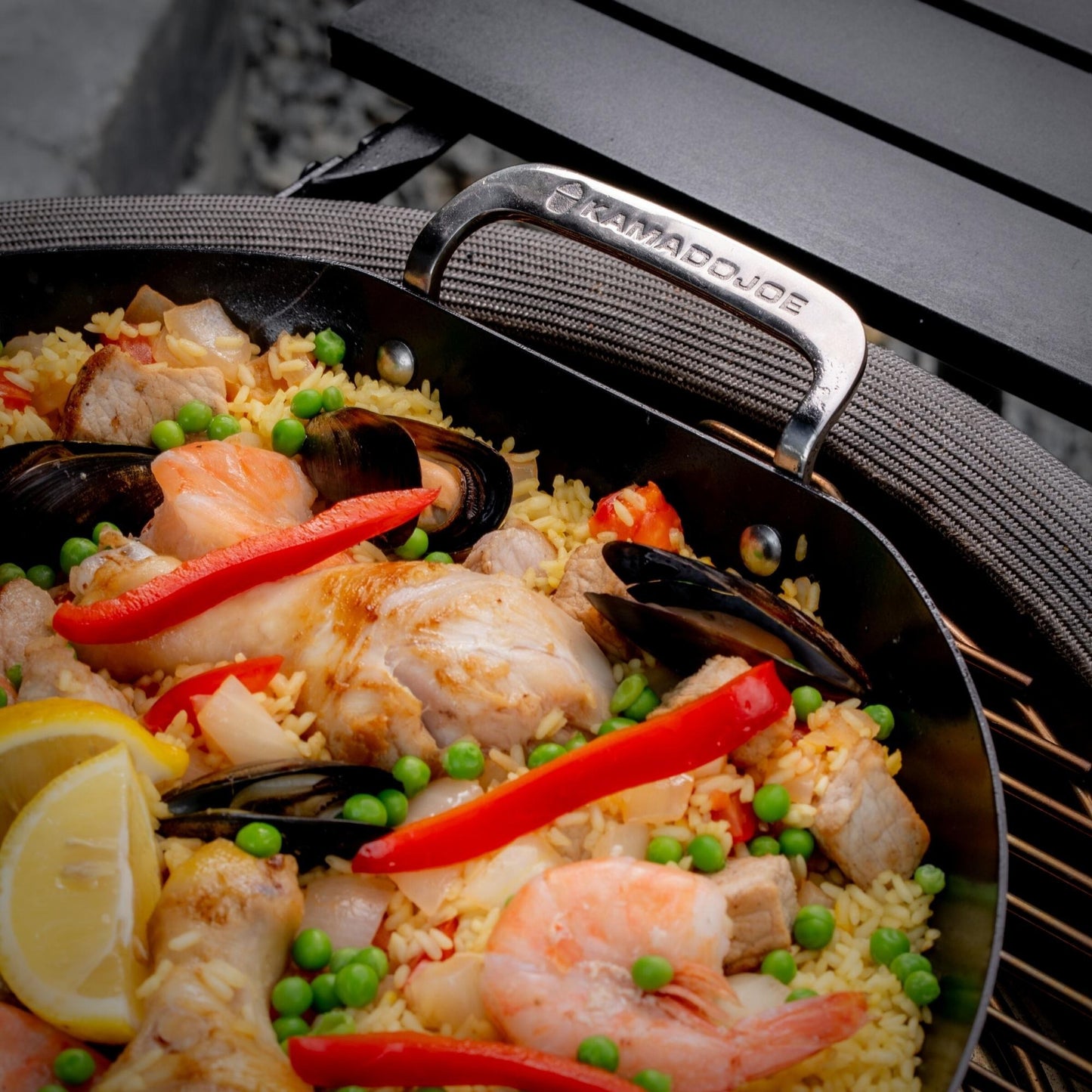 Kamado joe karbon steel paella pan bak- braadpan