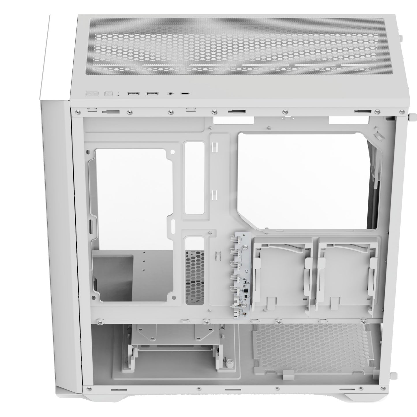 Aerocool b502a midi tower behuizing (wit | 2x usb-a | 1x usb-c | rgb)