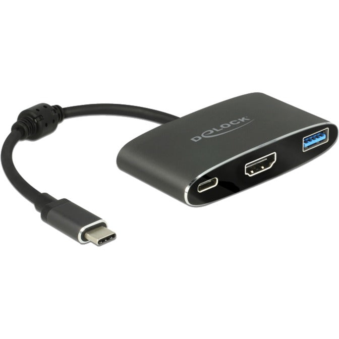 Delock usb-c male > hdmi female + usb-a + usb-c pd adapter (zwart, 0,2 meter, 4k 30hz)