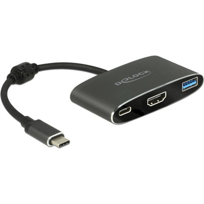 Delock usb-c male > hdmi female + usb-a + usb-c pd adapter (zwart, 0,2 meter, 4k 30hz)