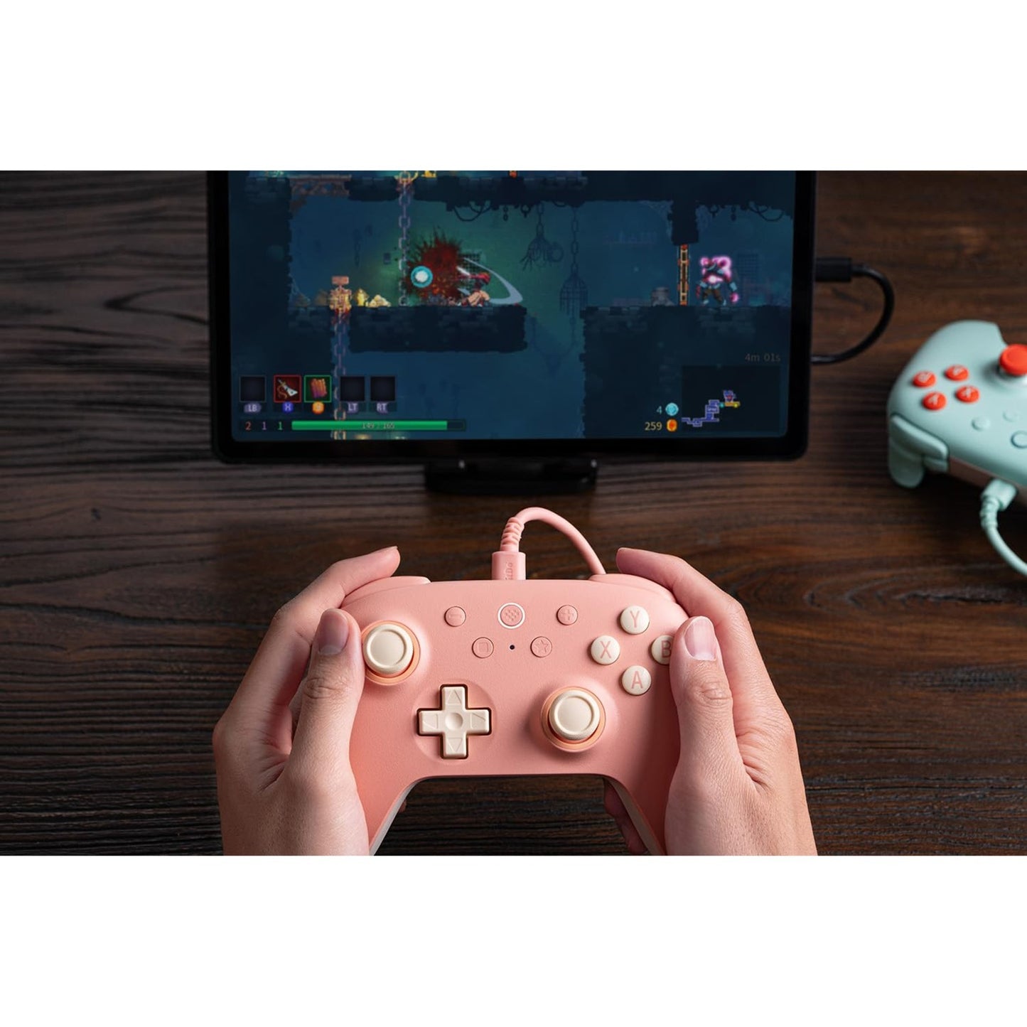 8bitdo ultimate 2c wired gamepad (perzik lichtgeel)