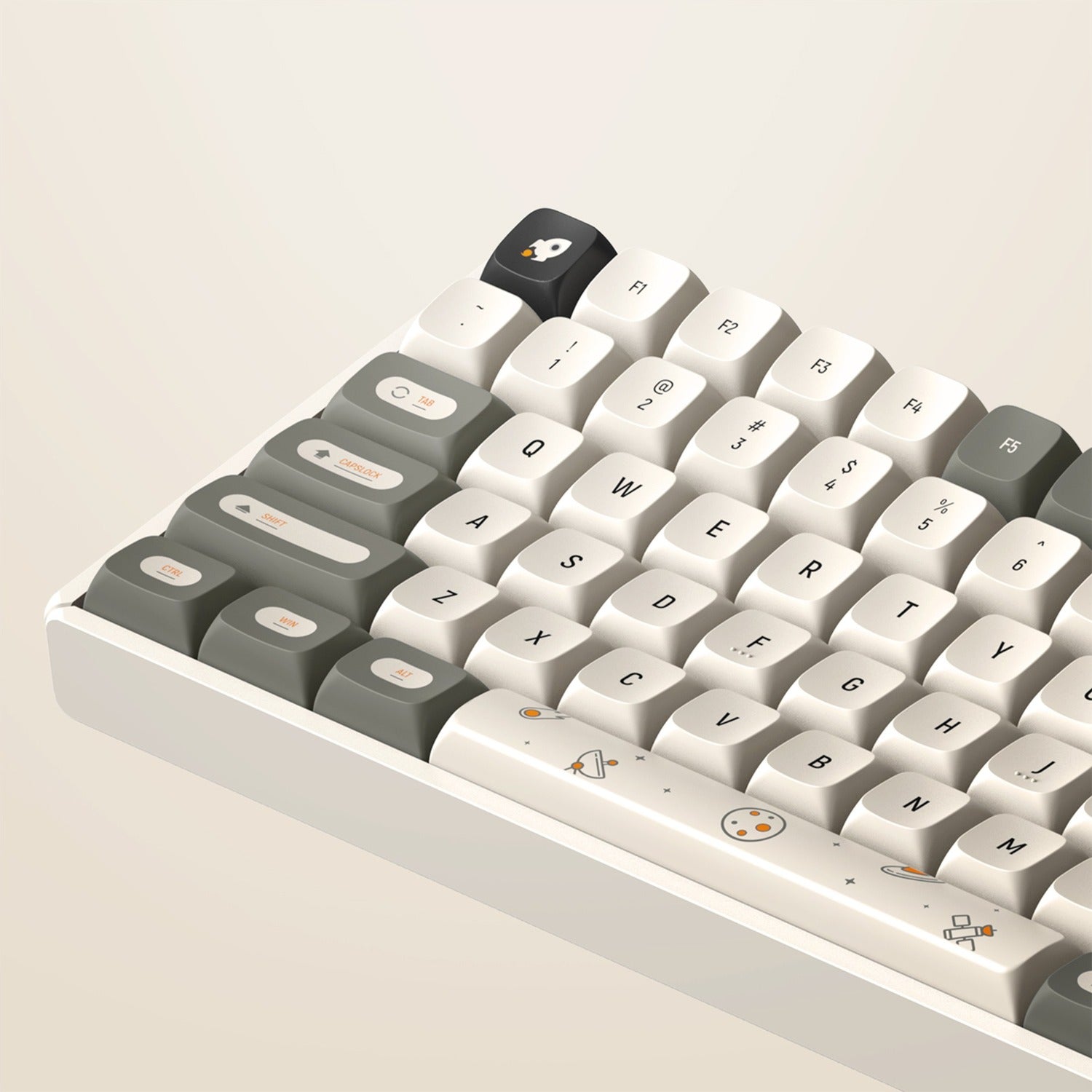 Iqunix f97 hitchhiker wireless mechanical keyboard (grijs, us lay-out (qwerty), cherry mx red, 96%, rgb leds, hot-swappable, pbt, 2.4ghz | bluetooth 5.1 | usb-c)