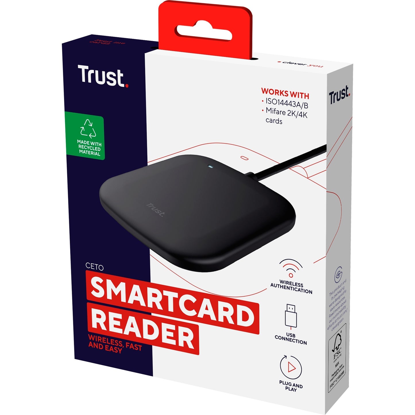 Trust ceto contactloze smartcard-lezer kaartlezer (zwart)