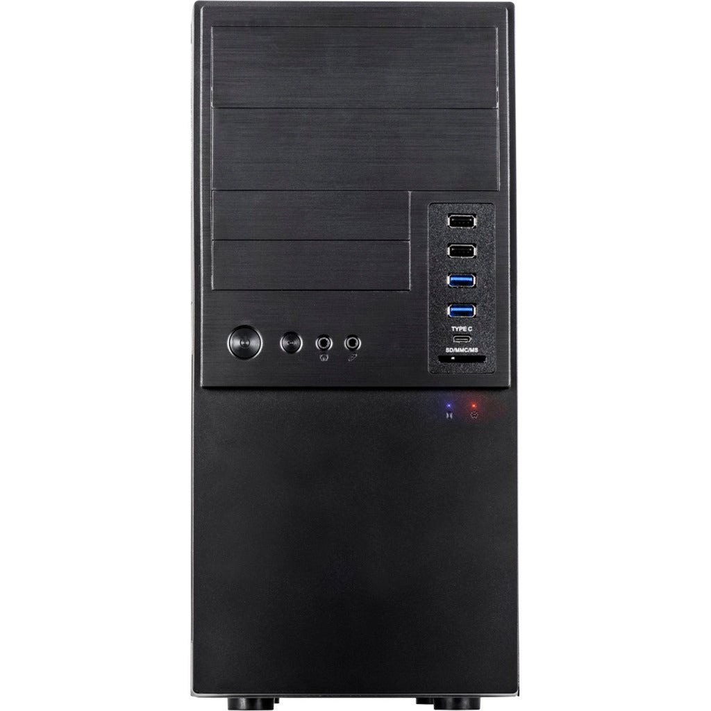 Inter-tech it-6865 midi tower behuizing (zwart | 4x usb-a | 1x usb-c)