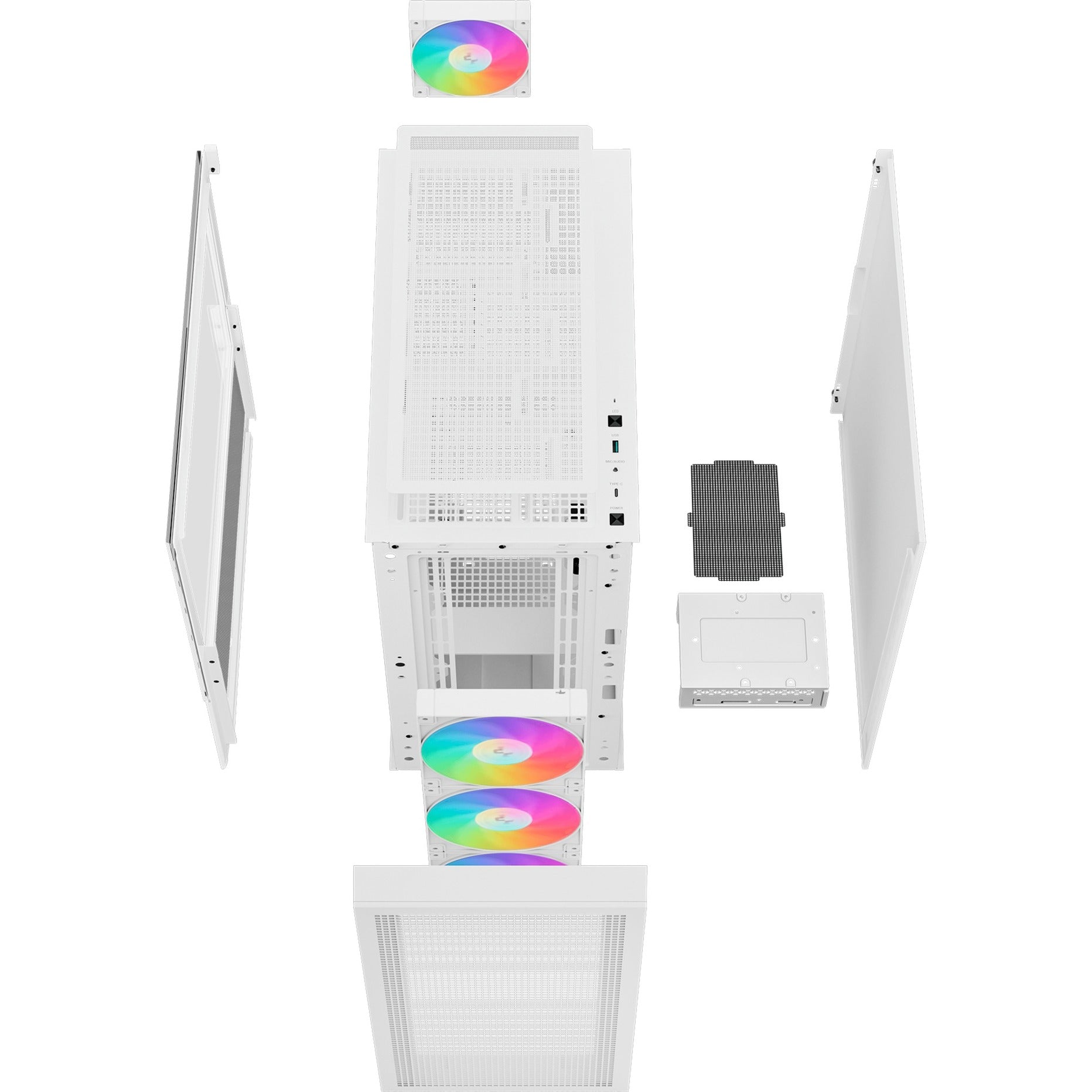 Deepcool ch560 midi tower behuizing (wit | 1x usb-a | 1x usb-c | rgb | tempered glass)