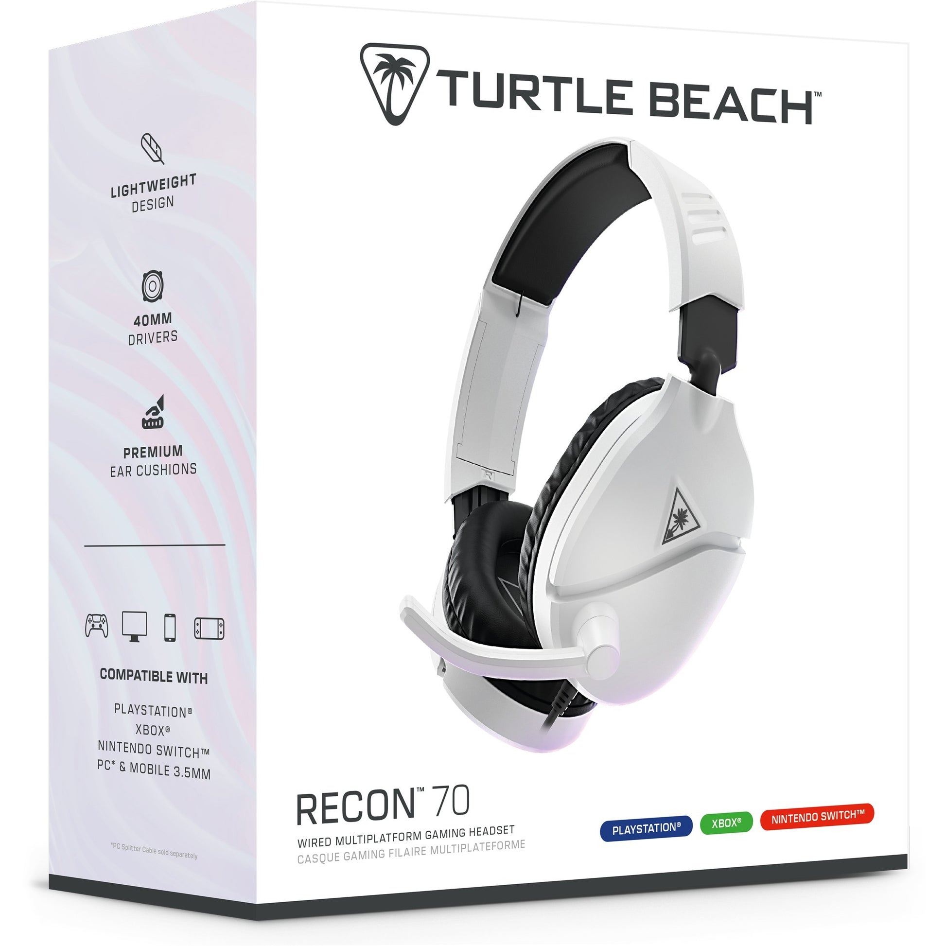 Turtle beach ear force recon 70p white (2024) over-ear gaming headset (wit, ps4, ps5, xbox series x|s, xbox one, switch, pc, mobile)