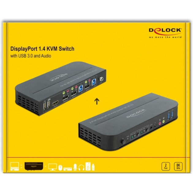 Delock displayport 1.4 kvm switch 8k 30hz met usb 3.0 en audio kvm-switch