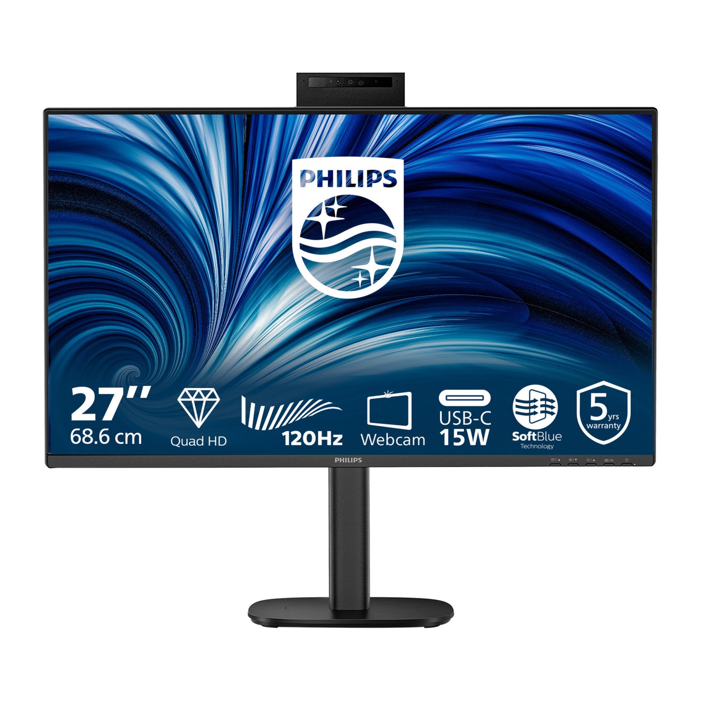Philips 27b2n3500jh 00 27 monitor (zwart, hdmi, displayport, usb-c, webcam, 120 hz)