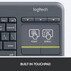Logitech k400 plus toetsenbord (antraciet, eu lay-out (qwerty))
