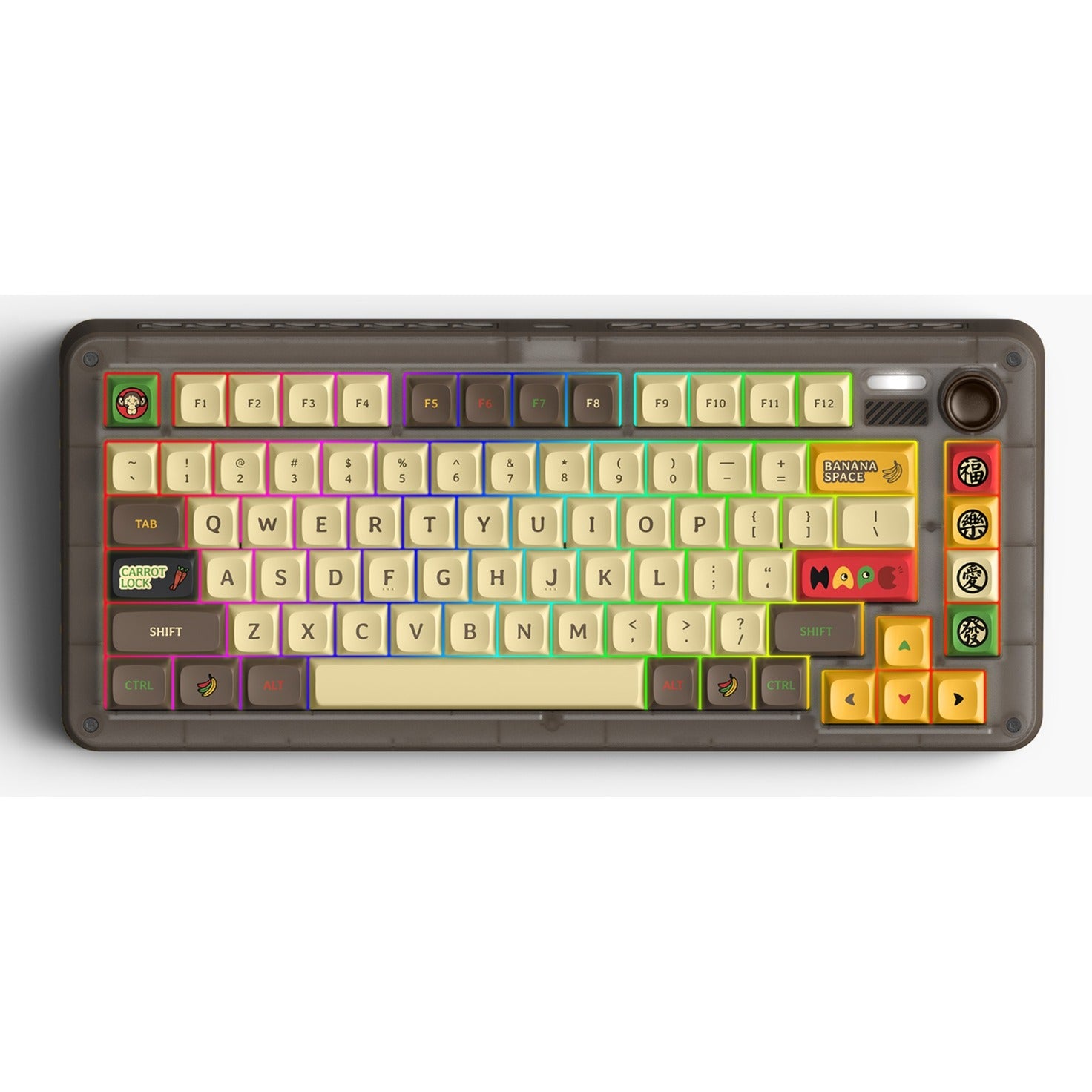 Iqunix zx75 happy ape wireless mechanical keyboard (bruin, us lay-out (qwerty), ttc holy panda, 75%, rgb leds, hot-swappable, double-shot pbt, 2.4ghz | bluetooth 5.1 | usb-c)