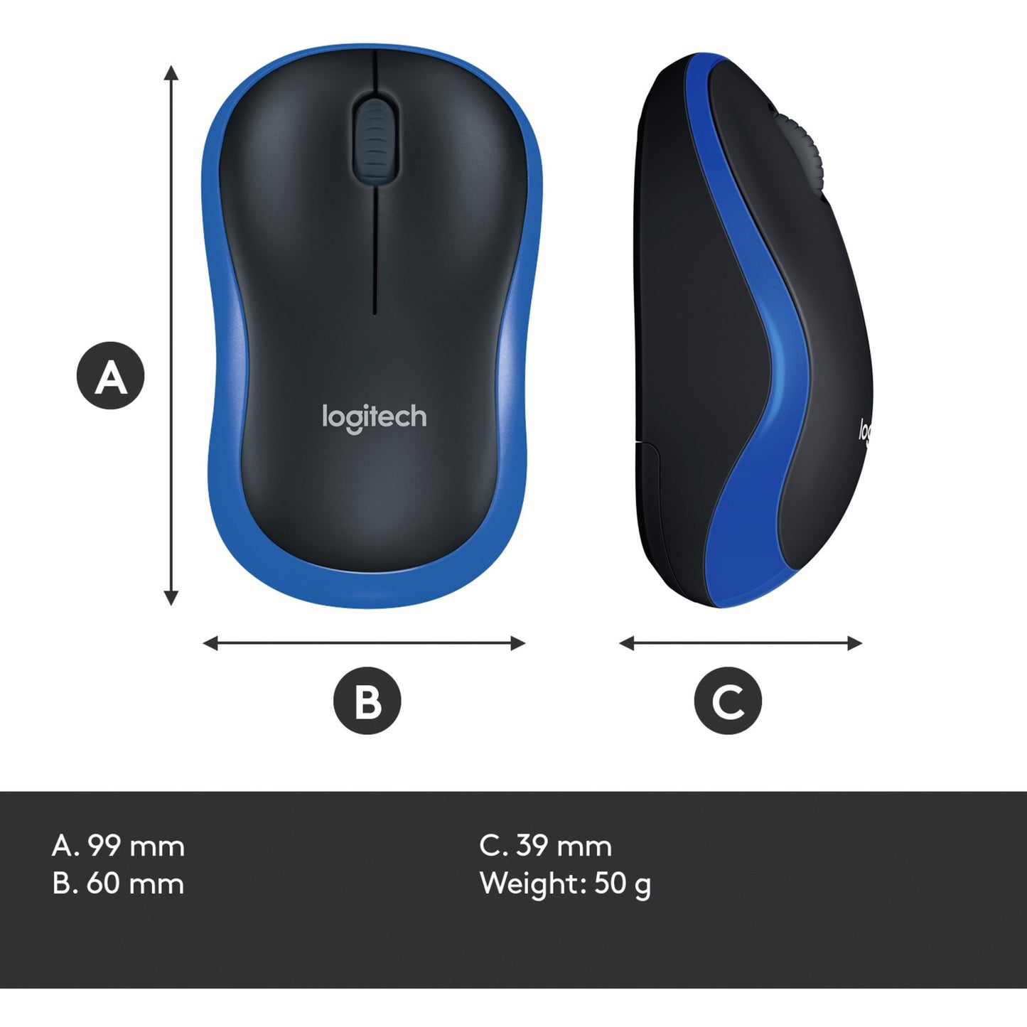 Logitech wireless mouse m185 (blauw, retail)
