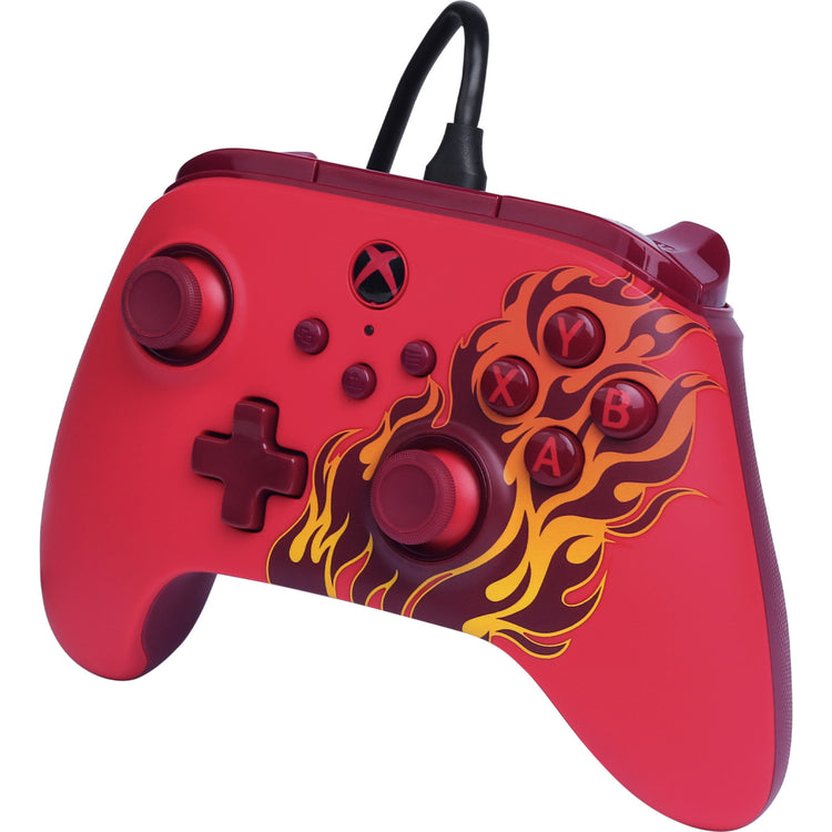 Powera advantage controller met kabel voor de xbox series x|s - rood vuur (rood, xbox series x|s, xbox one, pc)