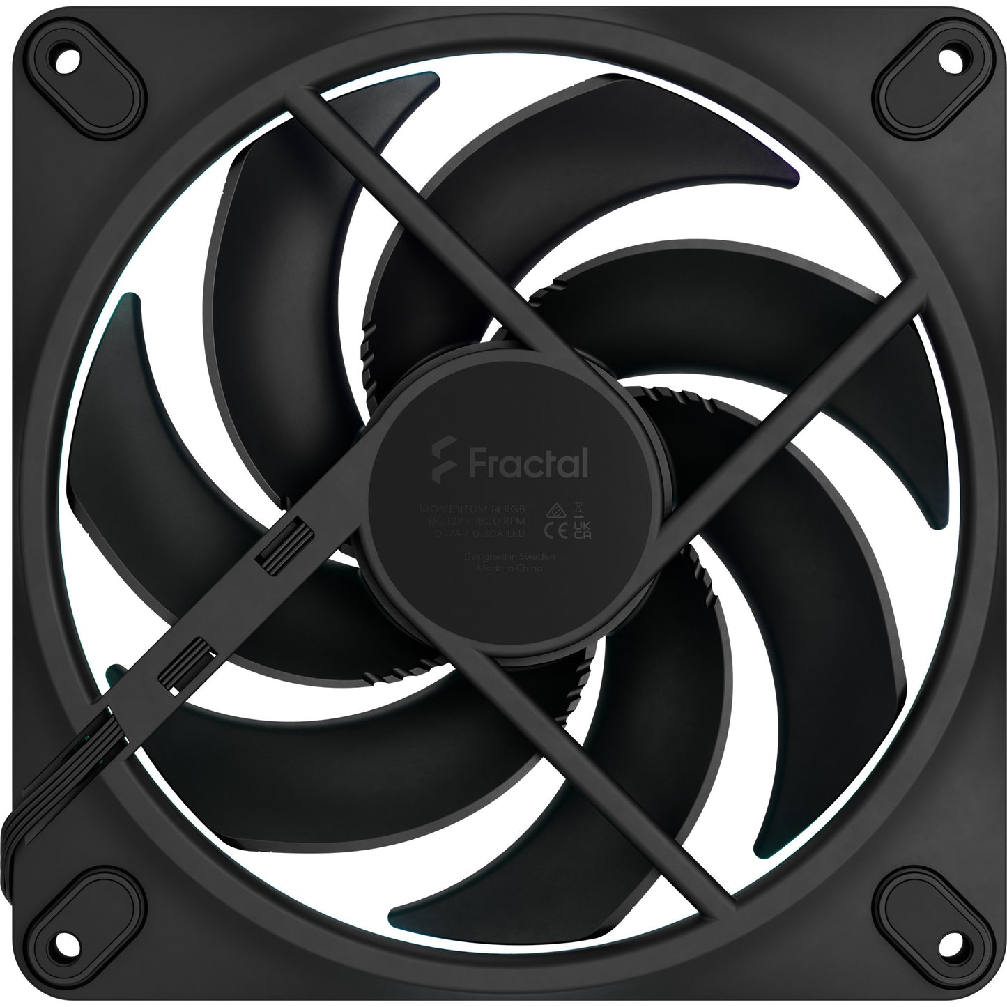 Fractal design momentum 14 rgb case fans (zwart, 3 stuks, 140 x 140 x 25 mm, pwm)