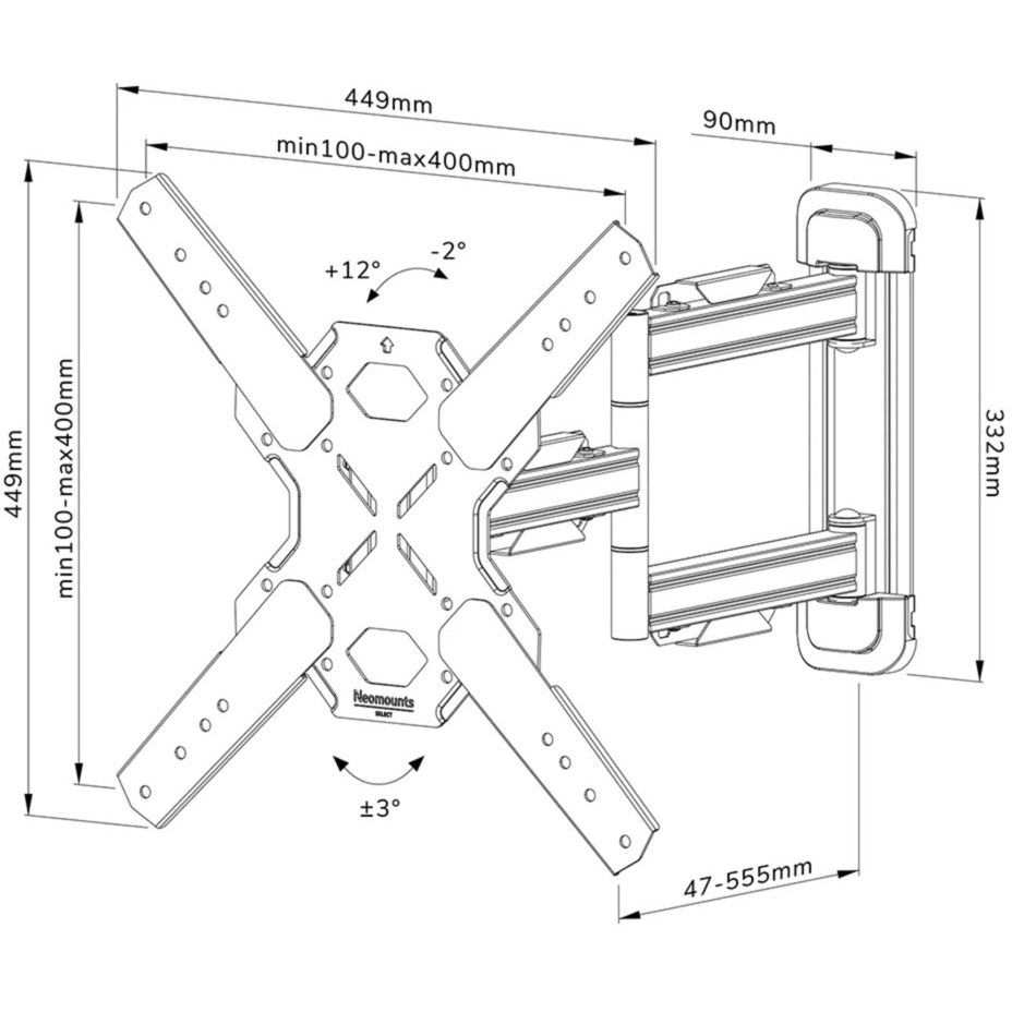 Neomounts wl40s-850bl14 select tv wandsteun standaard (zwart)