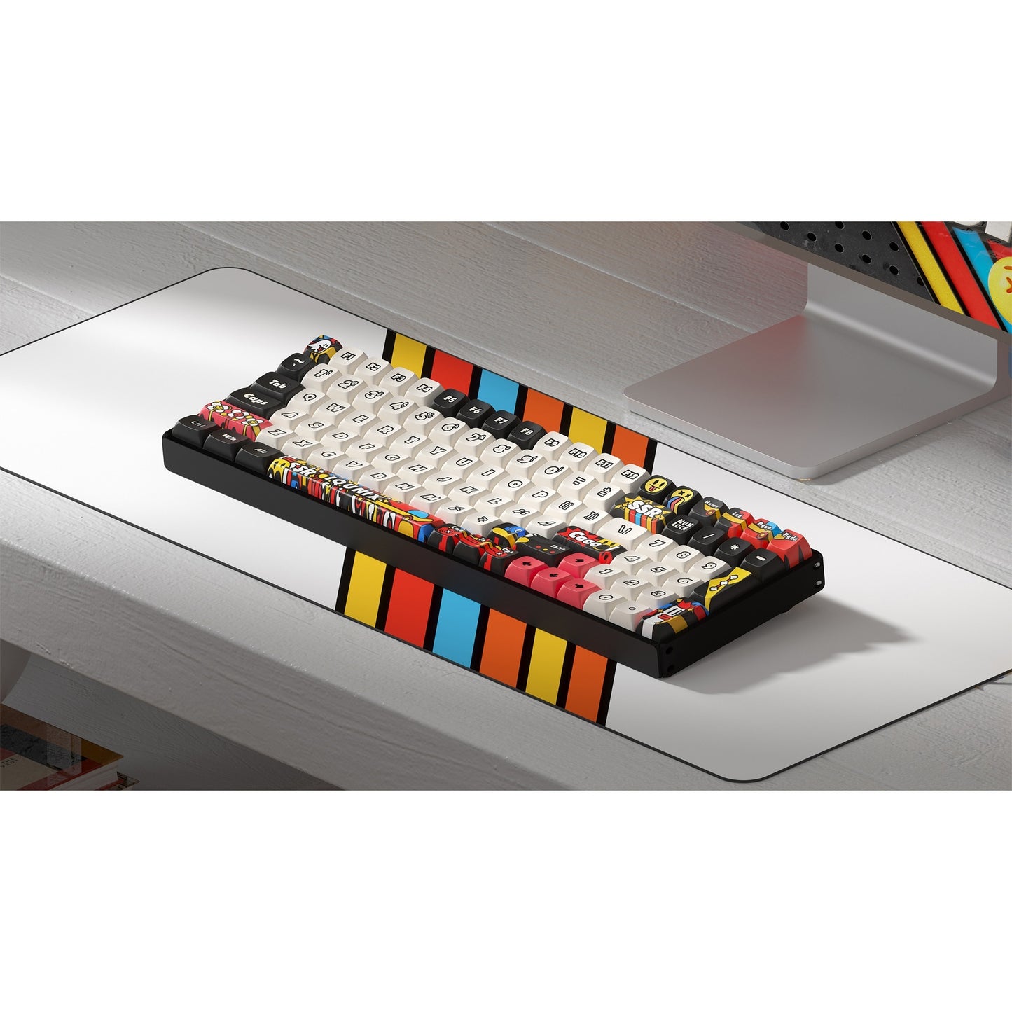 Iqunix f97 graffiti diary wireless mechanical keyboard (zwart, us lay-out (qwerty), cherry mx red, 96%, rgb leds, hot-swappable, pbt, 2.4ghz | bluetooth 5.1 | usb-c)