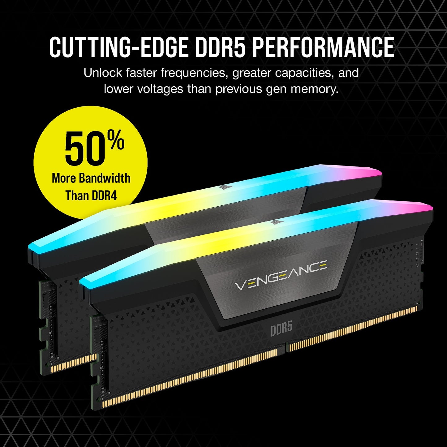 Corsair vengeance rgb 32 gb ddr5-6000 (2x 16 gb) werkgeheugen (zwart, cmh32gx5m2b6000c30, xmp 3.0)