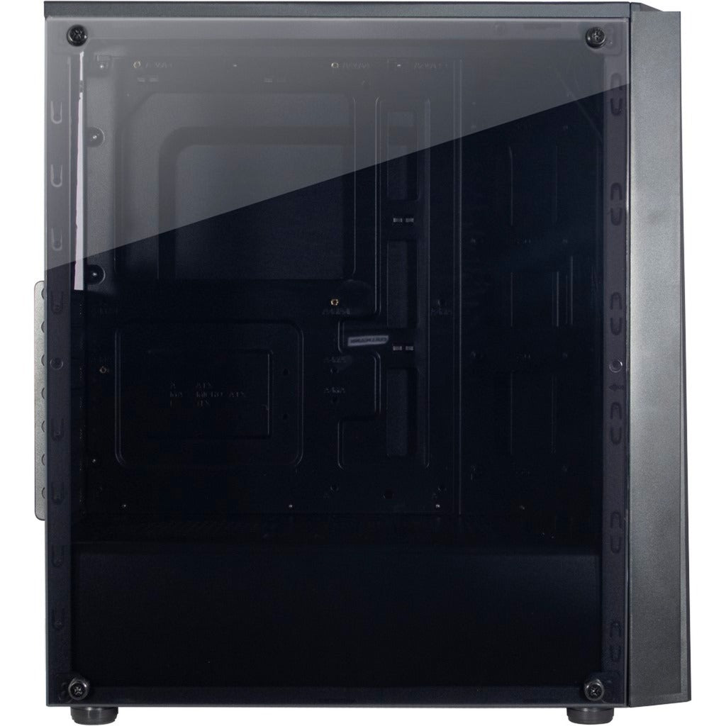 Inter-tech t-11 televen midi tower behuizing (zwart | 3x usb-a | window)