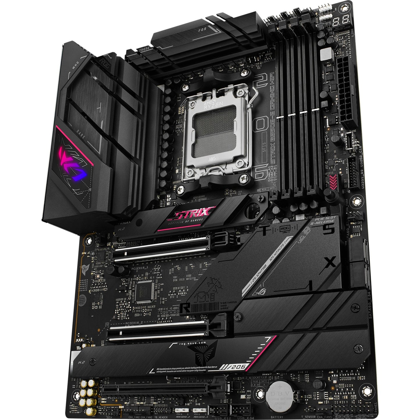 Asus rog strix b650e-e gaming wifi socket am5 moederbord (zwart, raid, 2.5 gb-lan, wi-fi 6e, bt, sound, atx)
