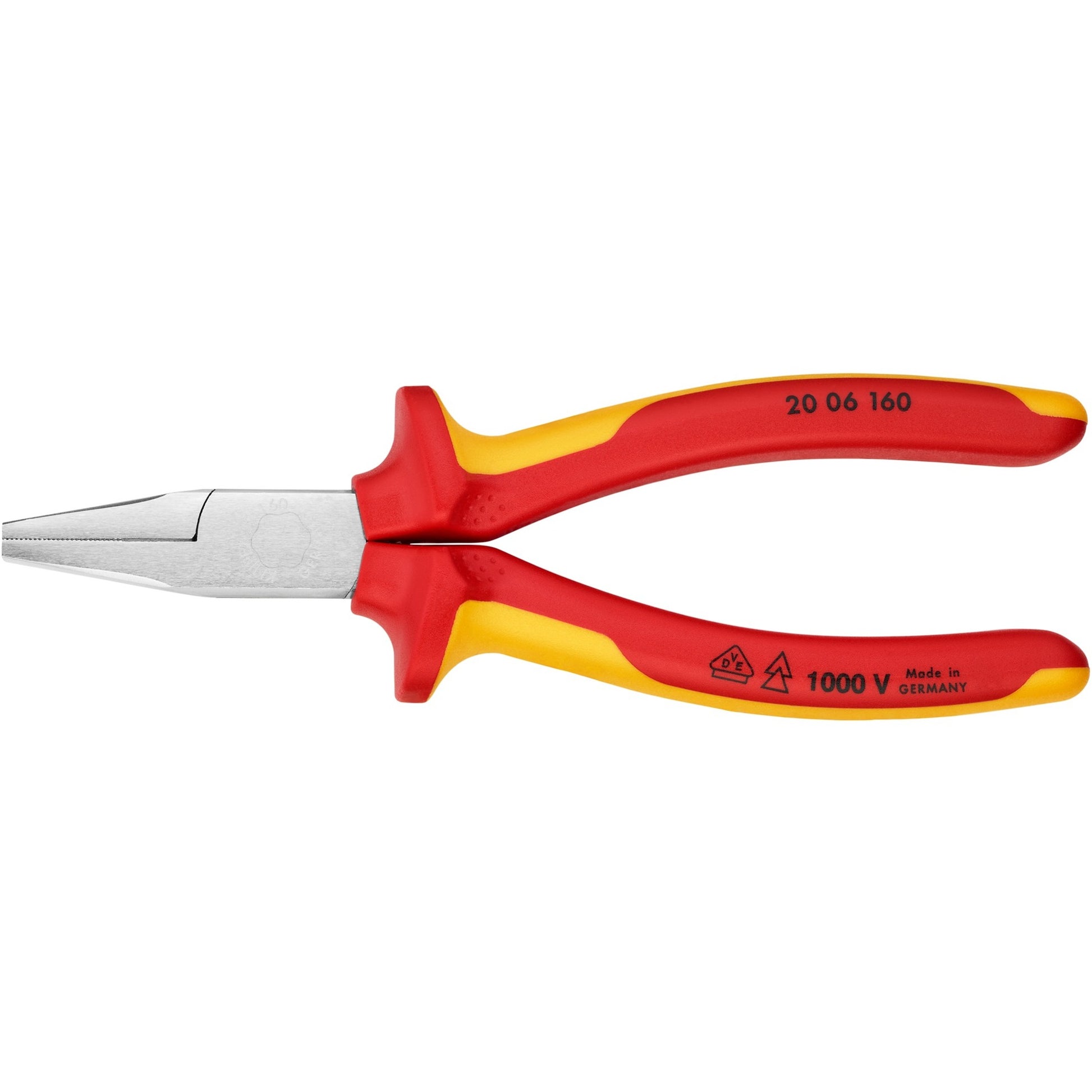 Knipex platbuigtang 20 06 160 vde grijptang (rood geel, lengte 160mm)