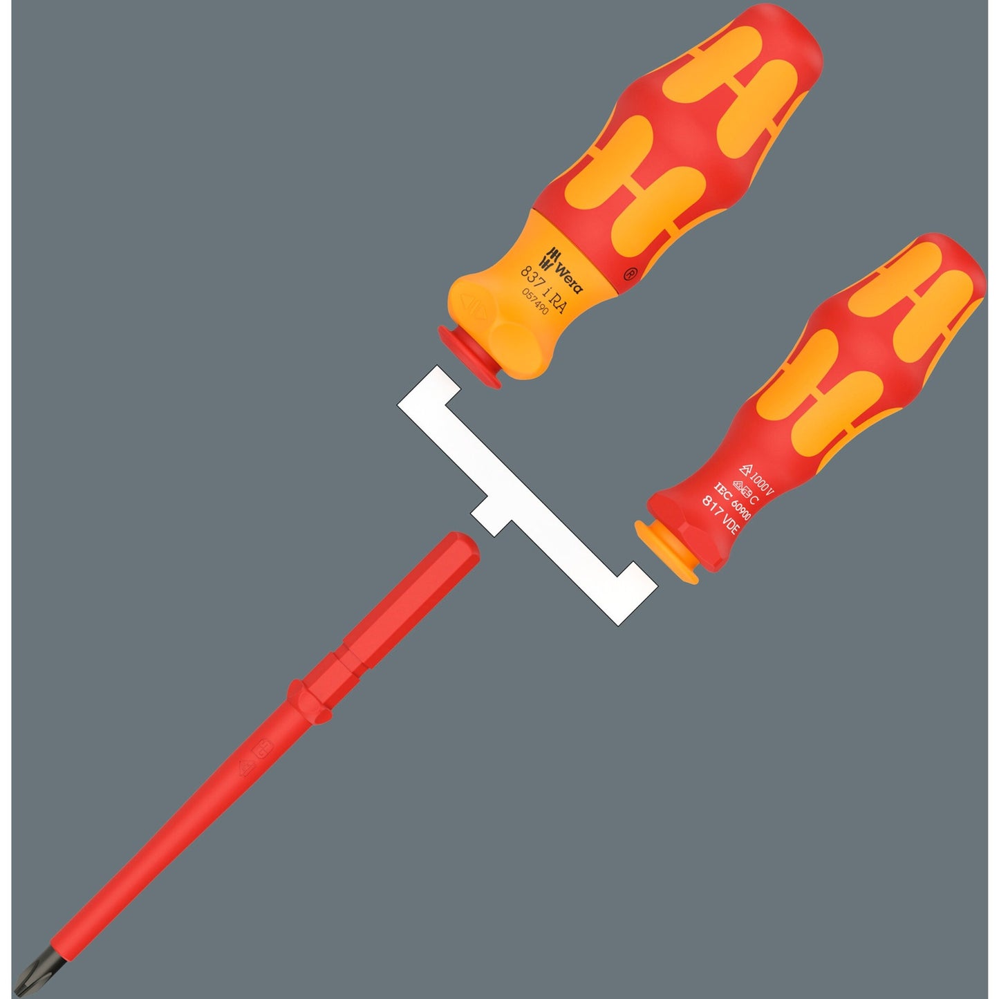 Wera kraftform kompakt vde 17 ra imperial 1 schroevendraaier (rood geel, 17‑delig)