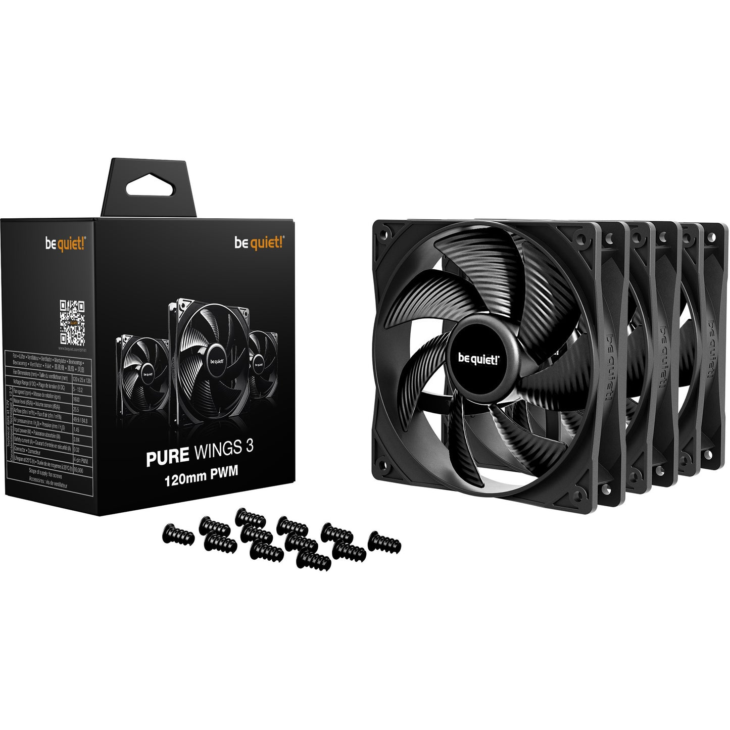 Be quiet! pure wings 3 case fans (zwart, 3 stuks, 120 x 120 x 25 mm, pwm)