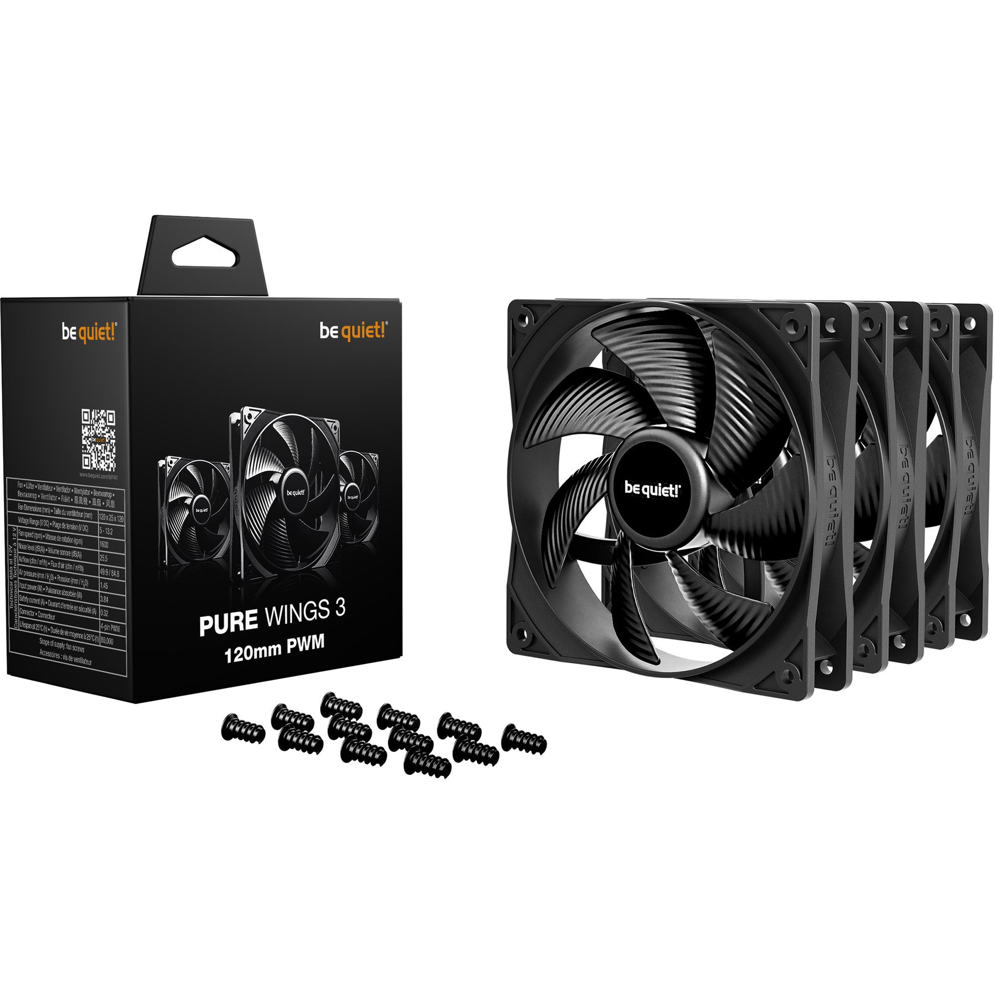 Be quiet! pure wings 3 case fans (zwart, 3 stuks, 120 x 120 x 25 mm, pwm)