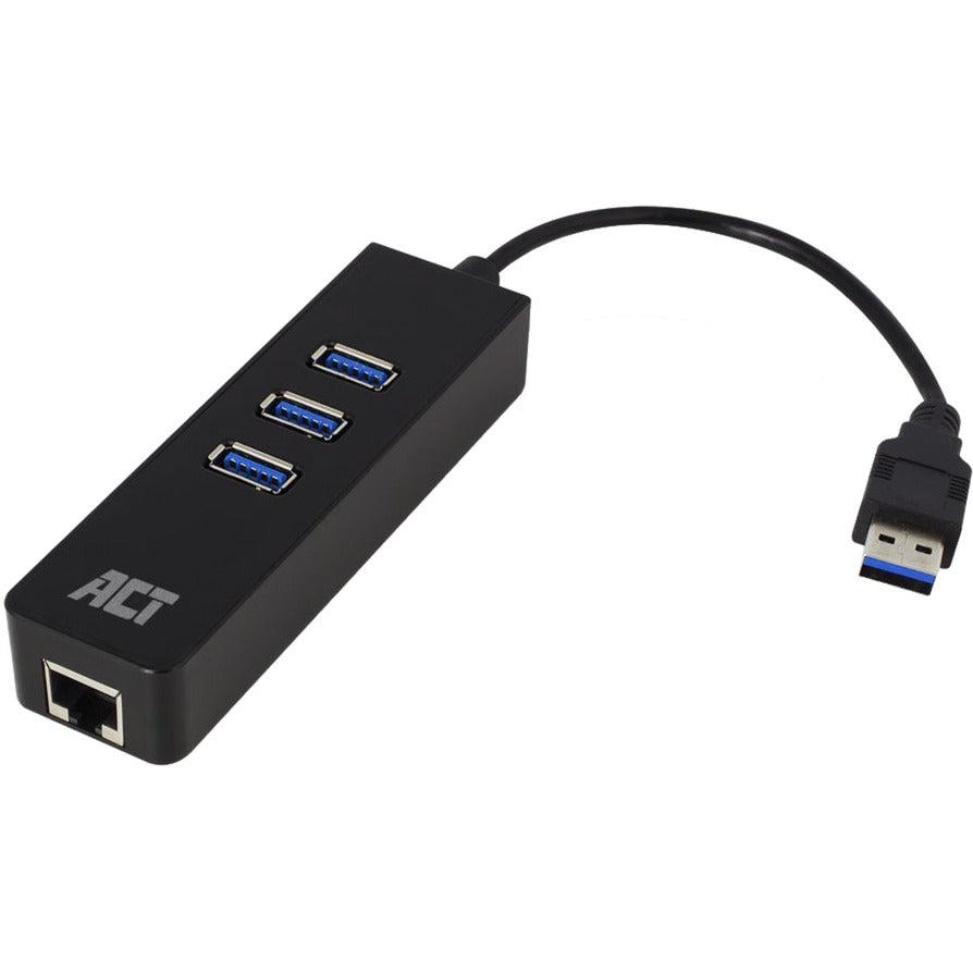 Act connectivity ac6310 usb hub 3.2 met 3 usb-a poorten en ethernet usb-hub (zwart)