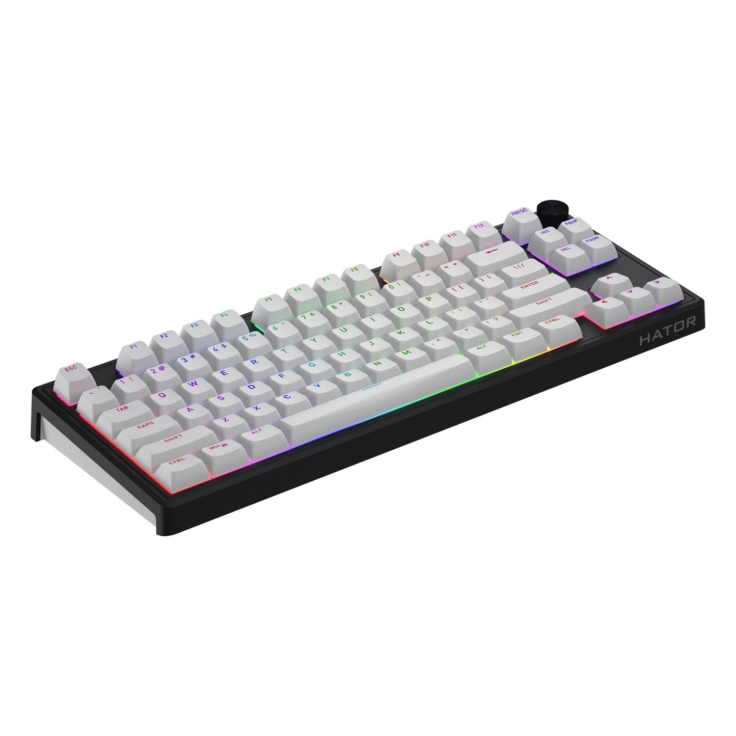 Hator skyfall wireless, gaming toetsenbord (zwart, us lay-out, hator aurum lemon, 80% (tkl), rgb, double shot abs, hot-swap, 2.4ghz bluetooth usb-c)