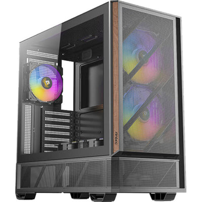 Antec p30 argb midi tower behuizing (zwart houtkleur | 2x usb-a | 1x usb-c | tempered glass)
