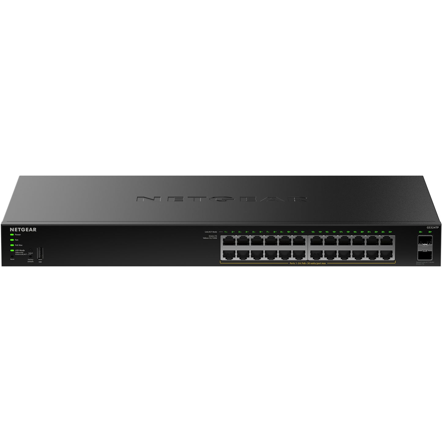 Netgear gs324tpv2 switch (zwart, 190w poe budget)