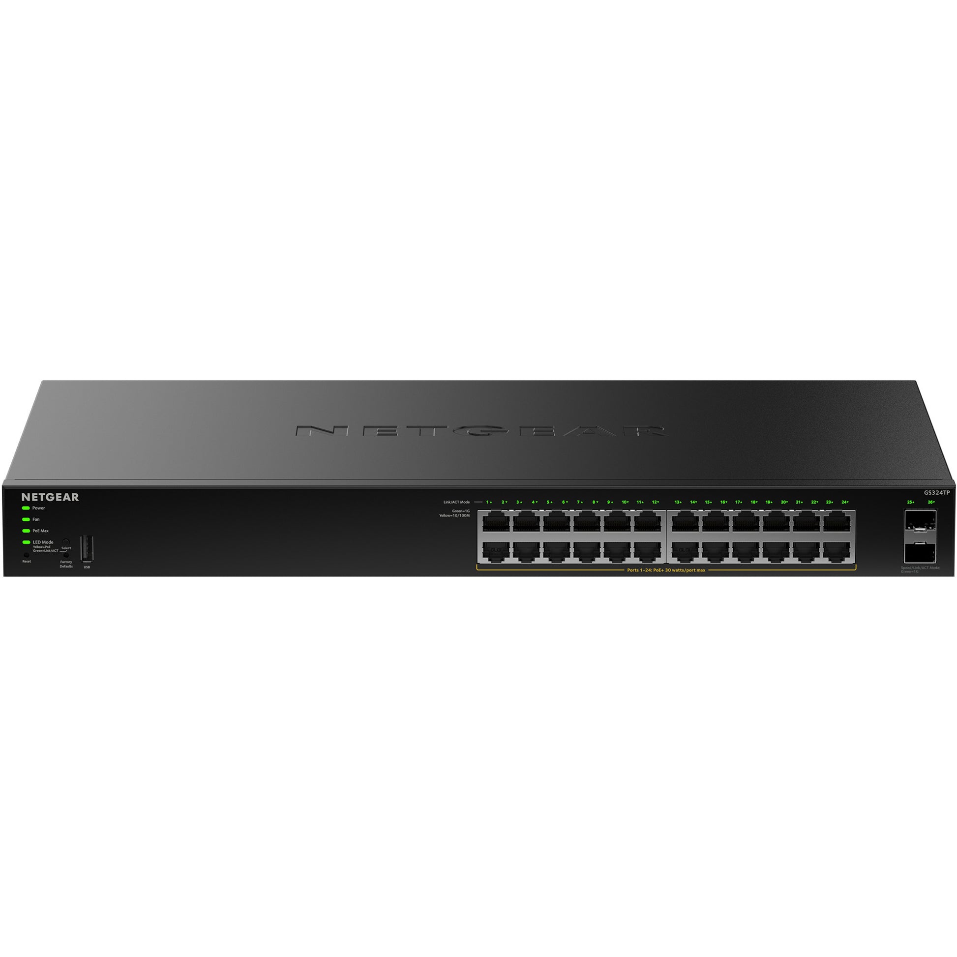 Netgear gs324tpv2 switch (zwart, 190w poe budget)