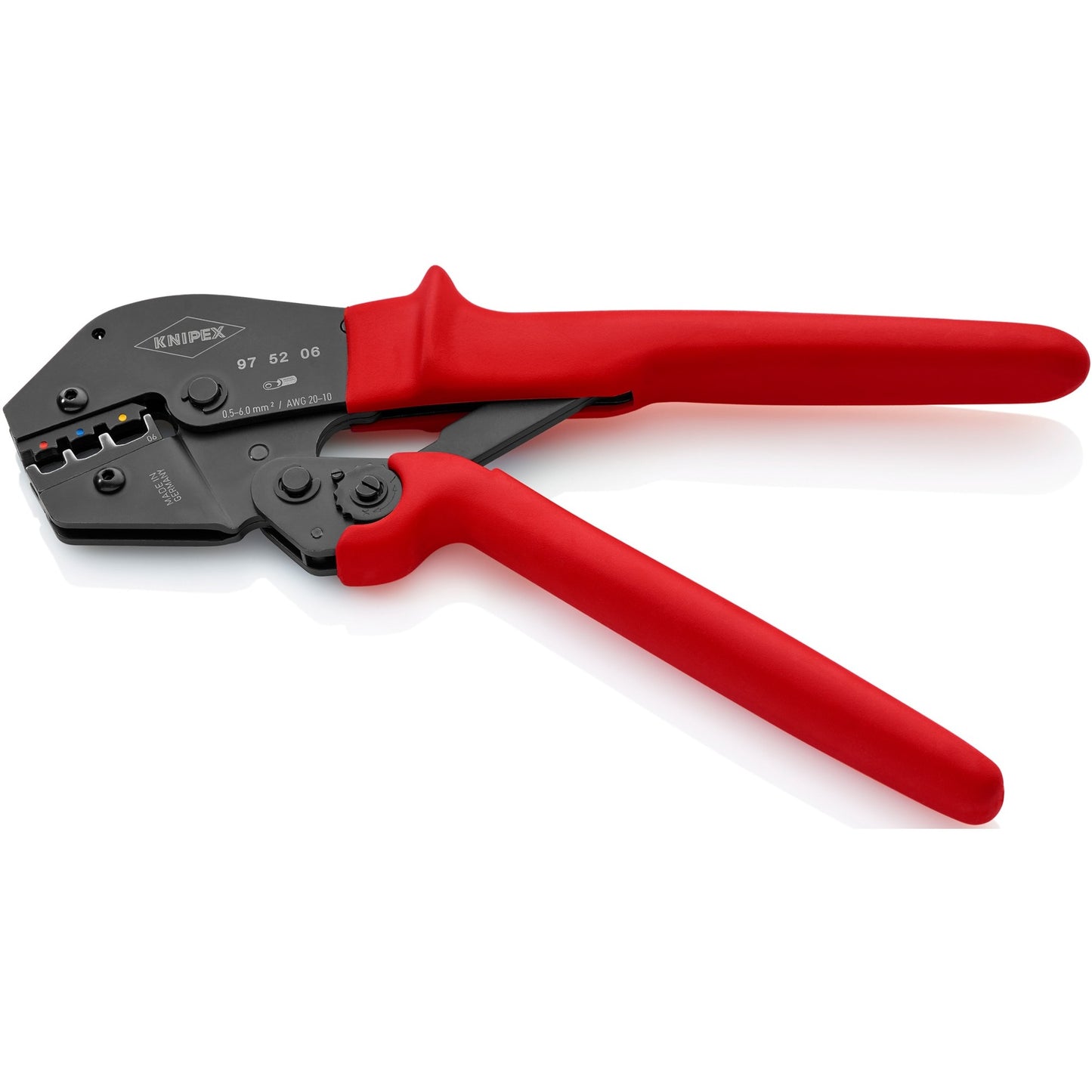 Knipex krimptang 97 52 06 (rood zwart, ovale krimp, openingsveer)