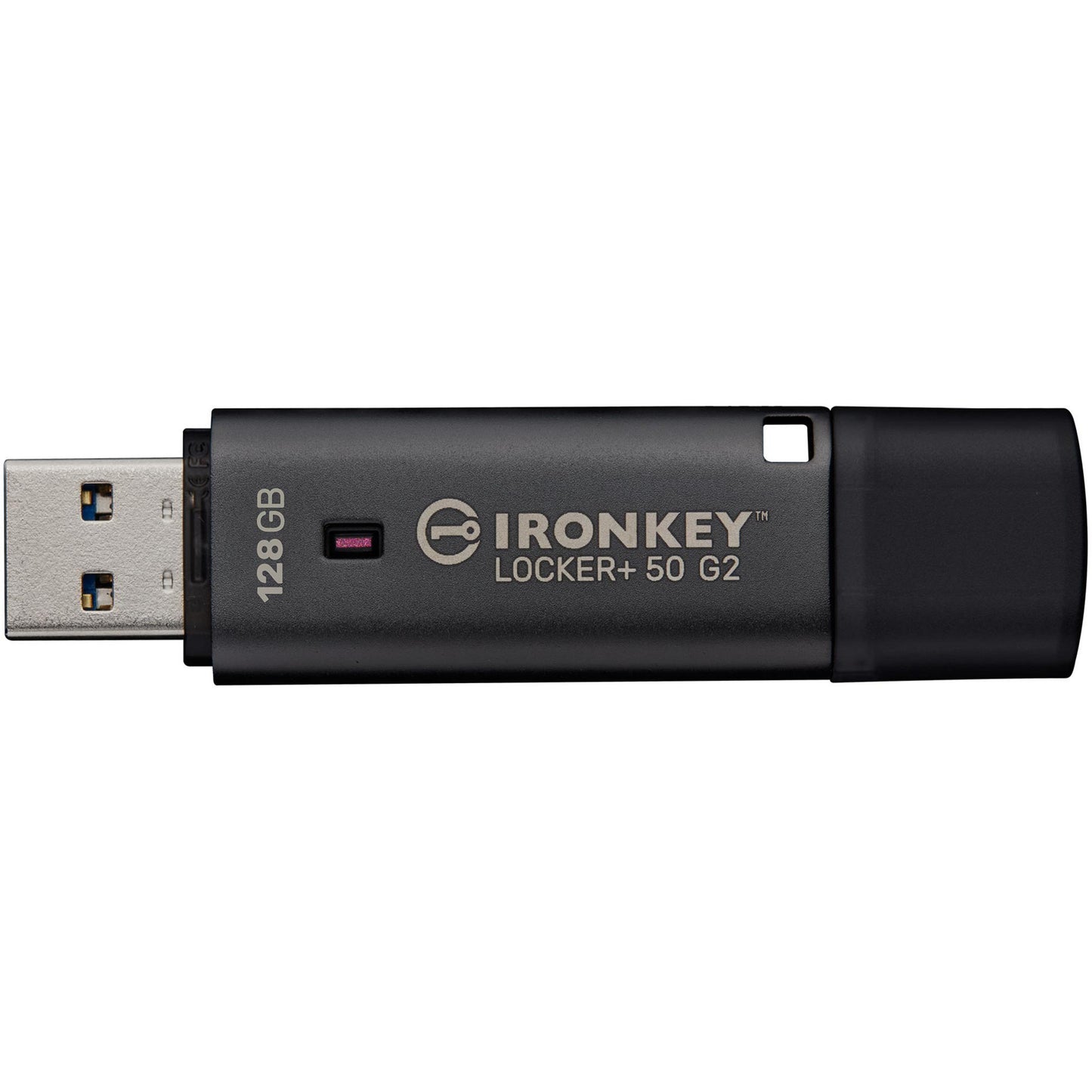 Kingston ironkey locker+ 50 g2 usb flash drive 128 gb usb-stick (antraciet, usb-a 3.2 gen 1)