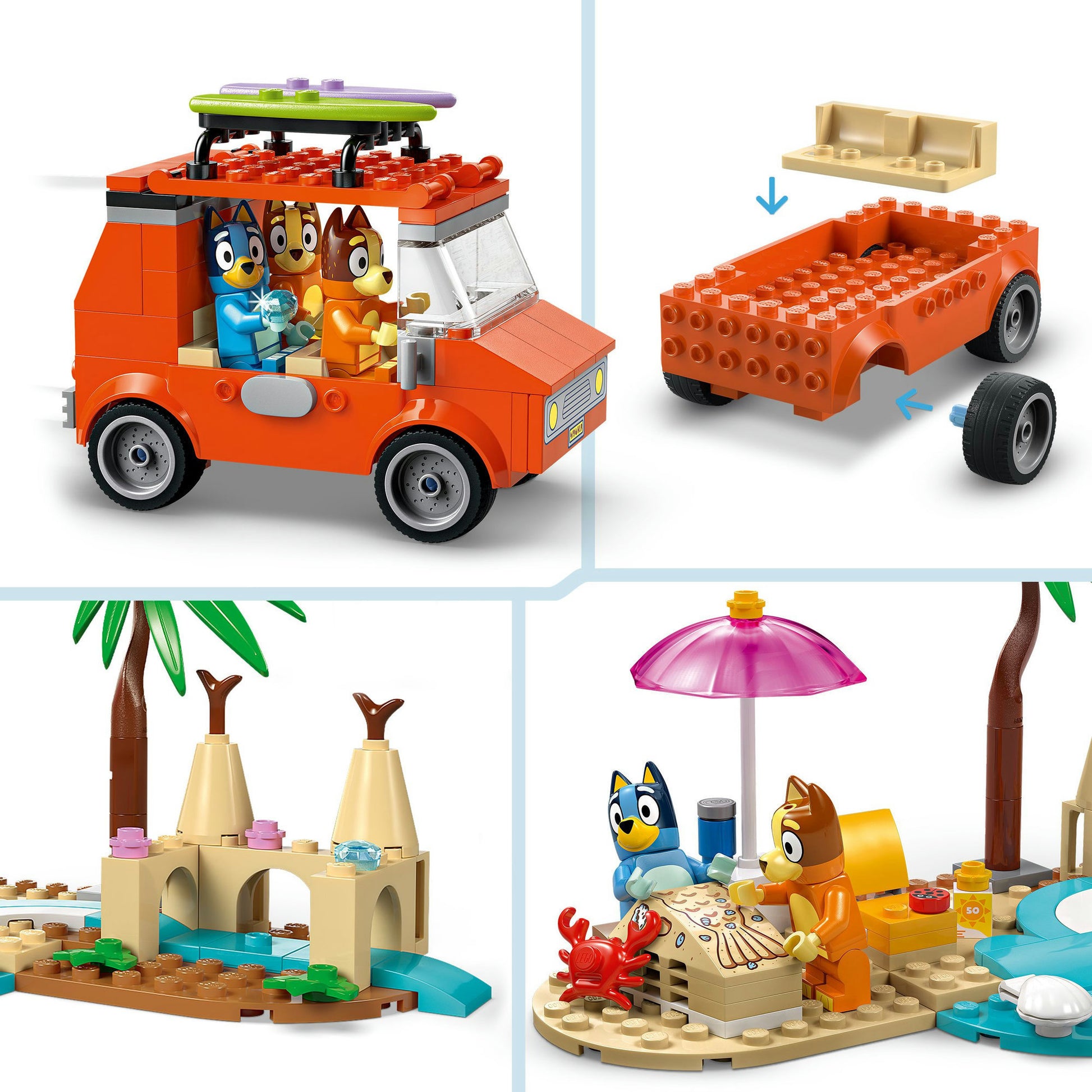 Lego ® bluey: bluey's autorit naar het strand, bouwset - 11202