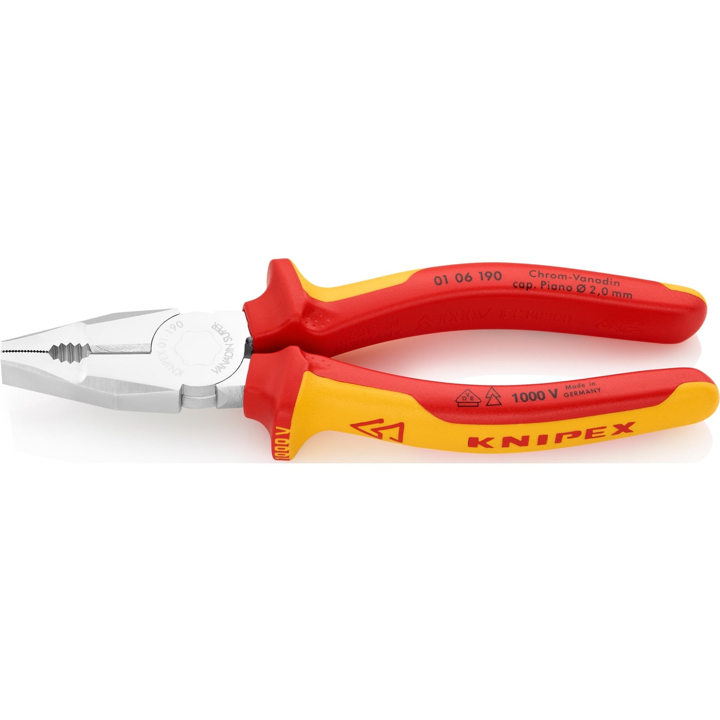 Knipex kombitang 01 06 190 combinatietang (rood geel)