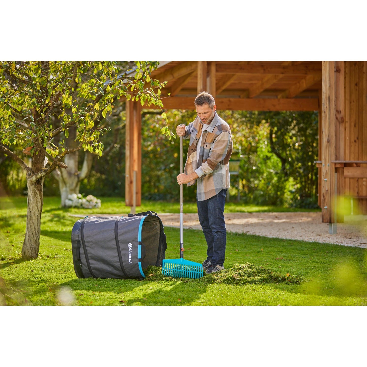 Gardena tuinafvalzak pop-up rechthoekig, maat l (zwart turquoise, tot 220 liter)