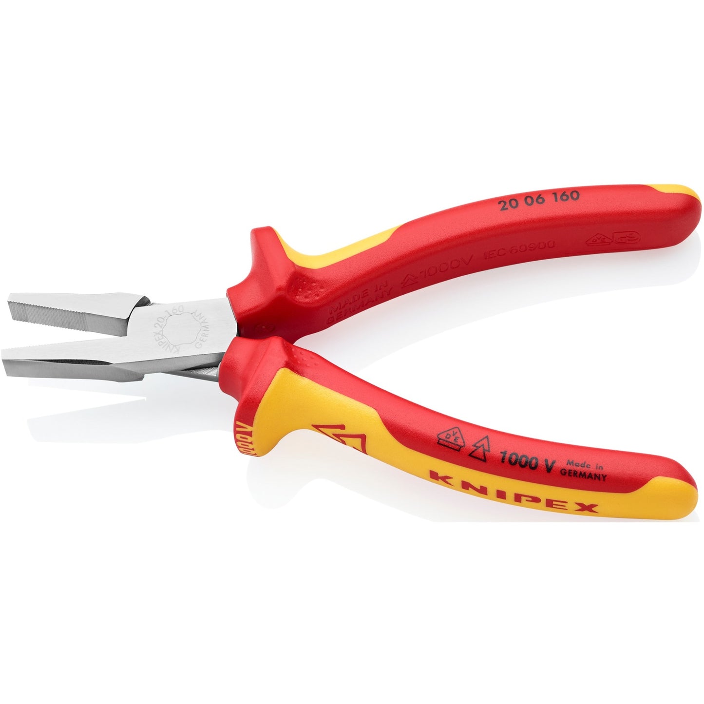 Knipex platbuigtang 20 06 160 vde grijptang (rood geel, lengte 160mm)