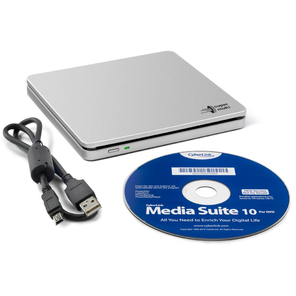 Hitachi-lg data storage gp70ns50 externe dvd-brander (zilver, m-disc )