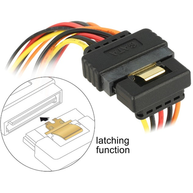 Delock sata 15-pin > 2 x sata 15-pin power splitterkabel (zwart rood, 0,15 meter)