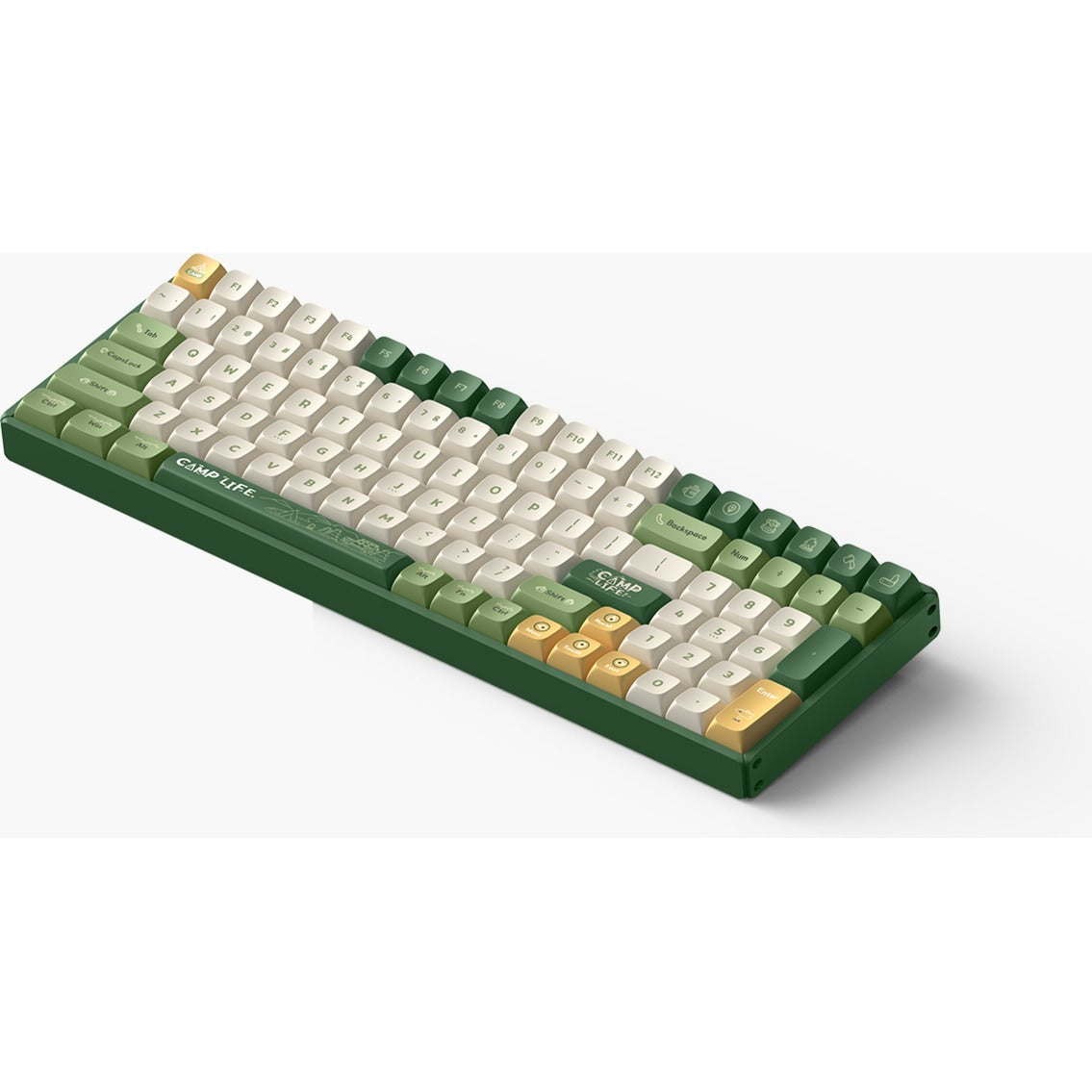 Iqunix f97 camping wireless mechanical keyboard (groen, us lay-out (qwerty), cherry mx brown, 96%, rgb leds, hot-swappable, pbt, 2.4ghz | bluetooth 5.1 | usb-c)