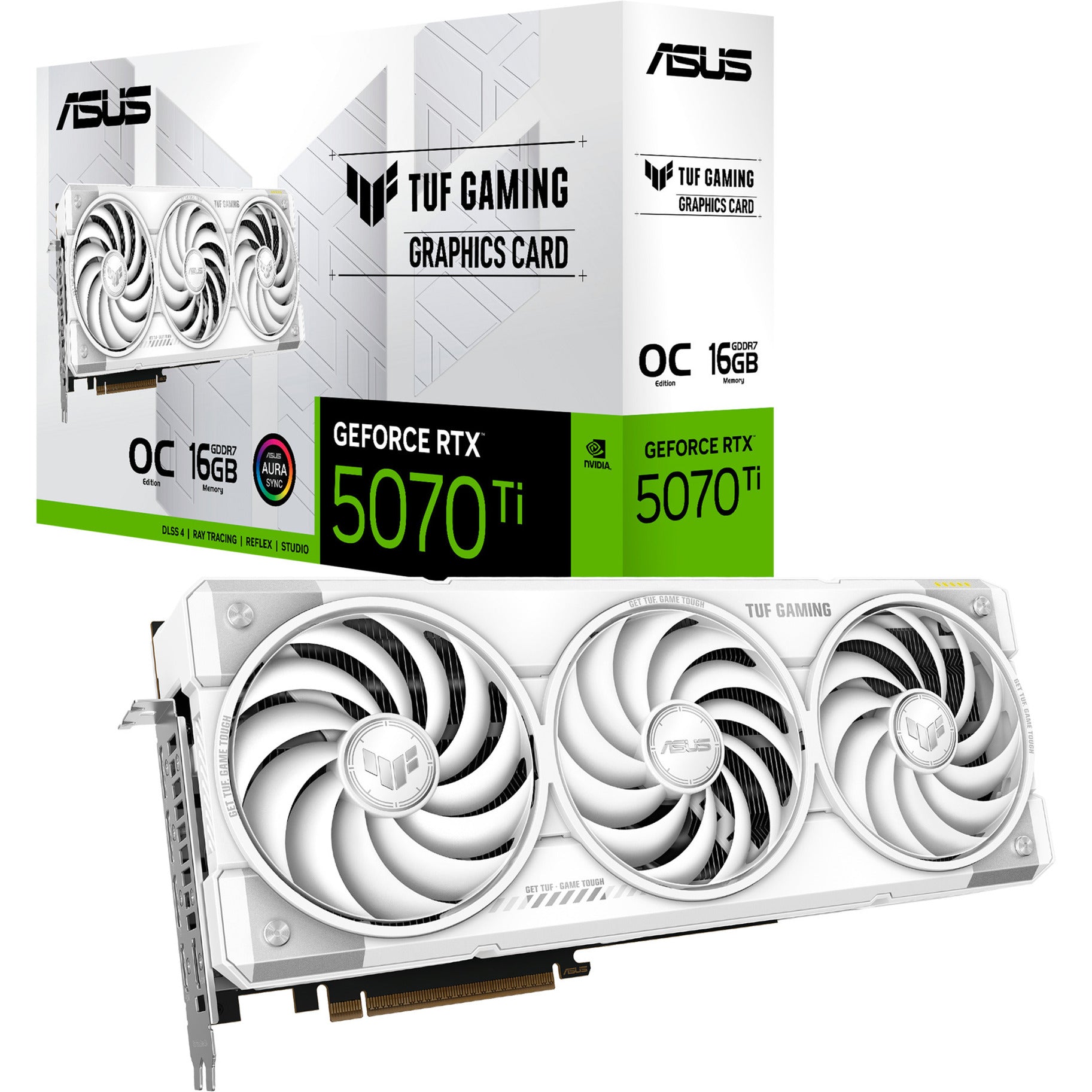 Asus tuf gaming geforce rtx 5070 ti oc white grafische kaart (wit, 3x displayport, 2x hdmi, dlss 4)