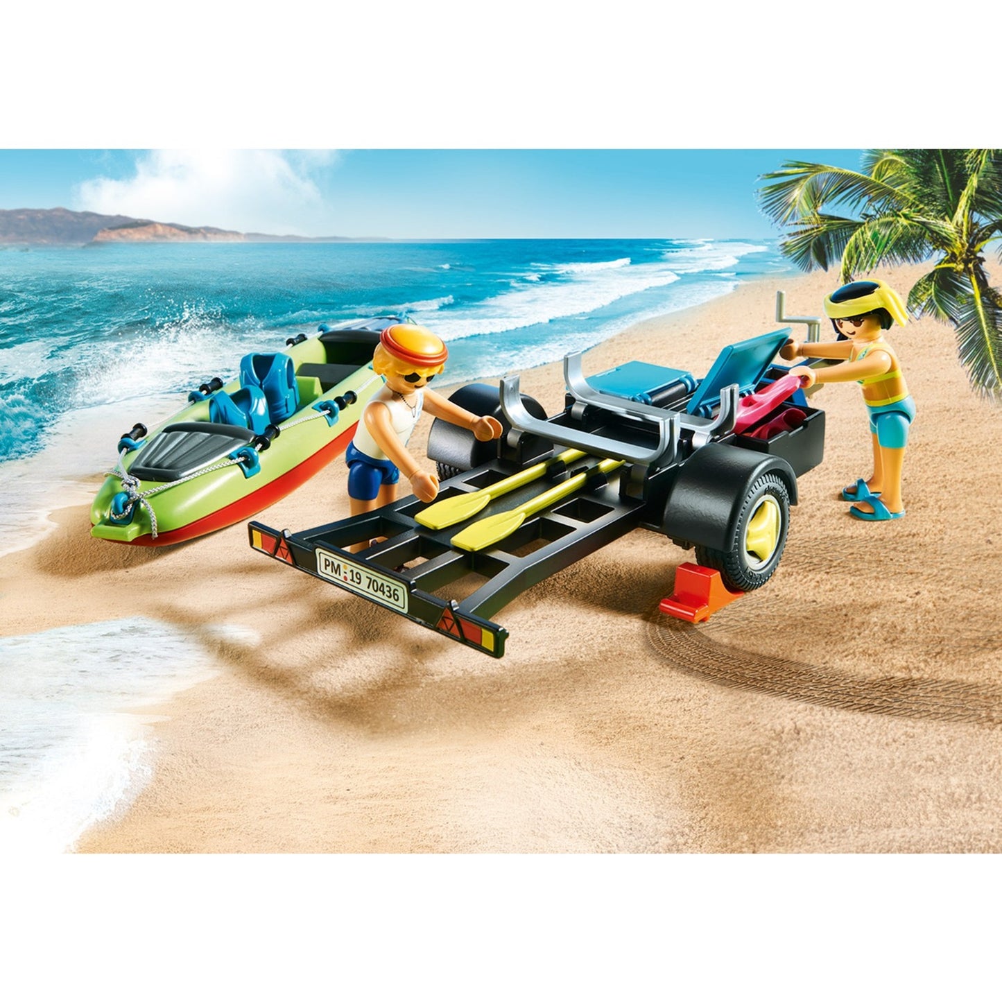 Playmobil family fun - strandwagen met kano's constructiespeelgoed (70436)