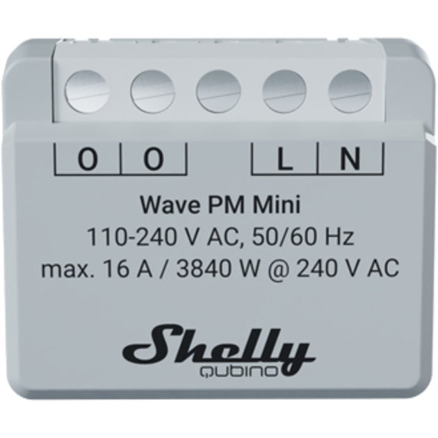 Shelly qubino wave pm mini relais (lichtgrijs wit, 1-kanaals, z-wave)