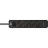 Brennenstuhl ecolor 4-voudige stekkerdoos met 2 usb-laadaansluitingen stekkerdoos (zwart, 2x usb-c)